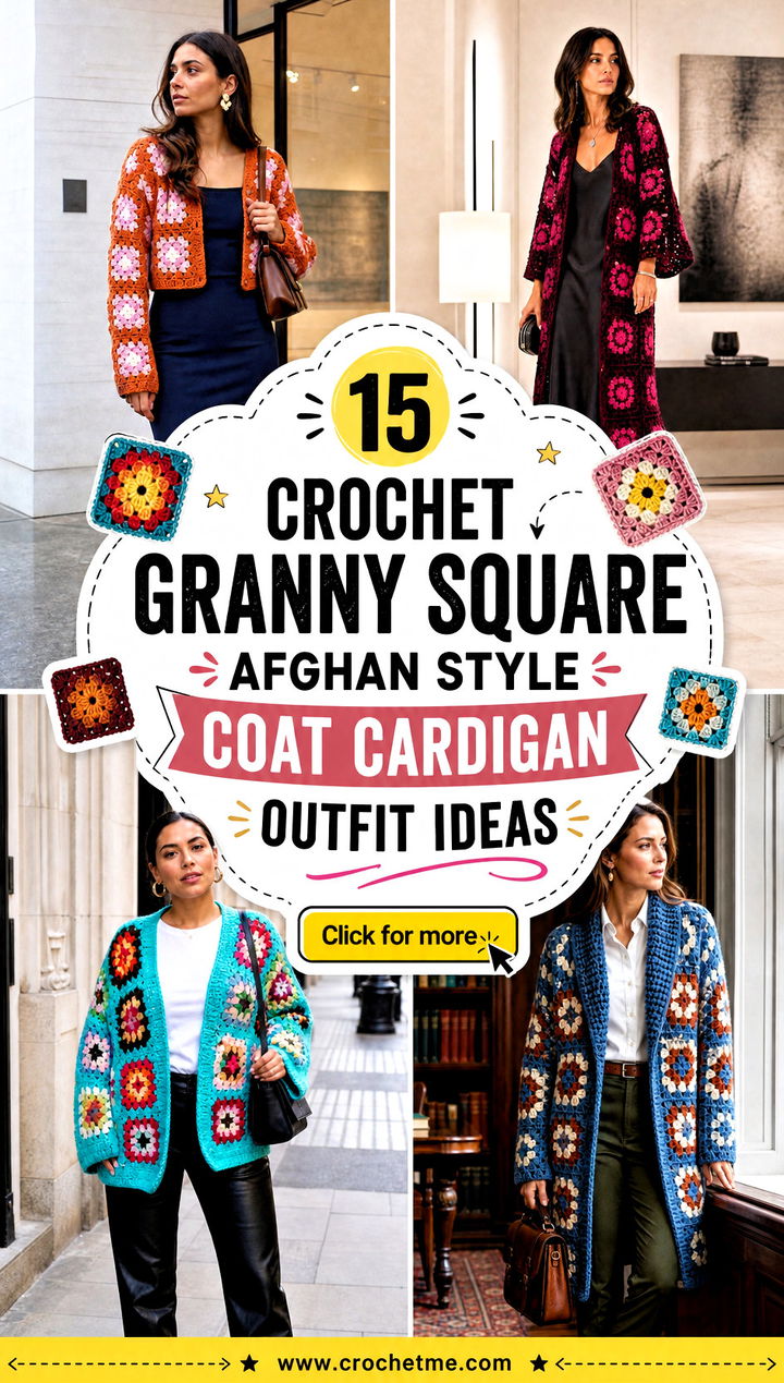 15 crochet granny square afghan style coat cardigan outfit ideas - 15 crochet granny square afghan style coat cardigan outfit ideas