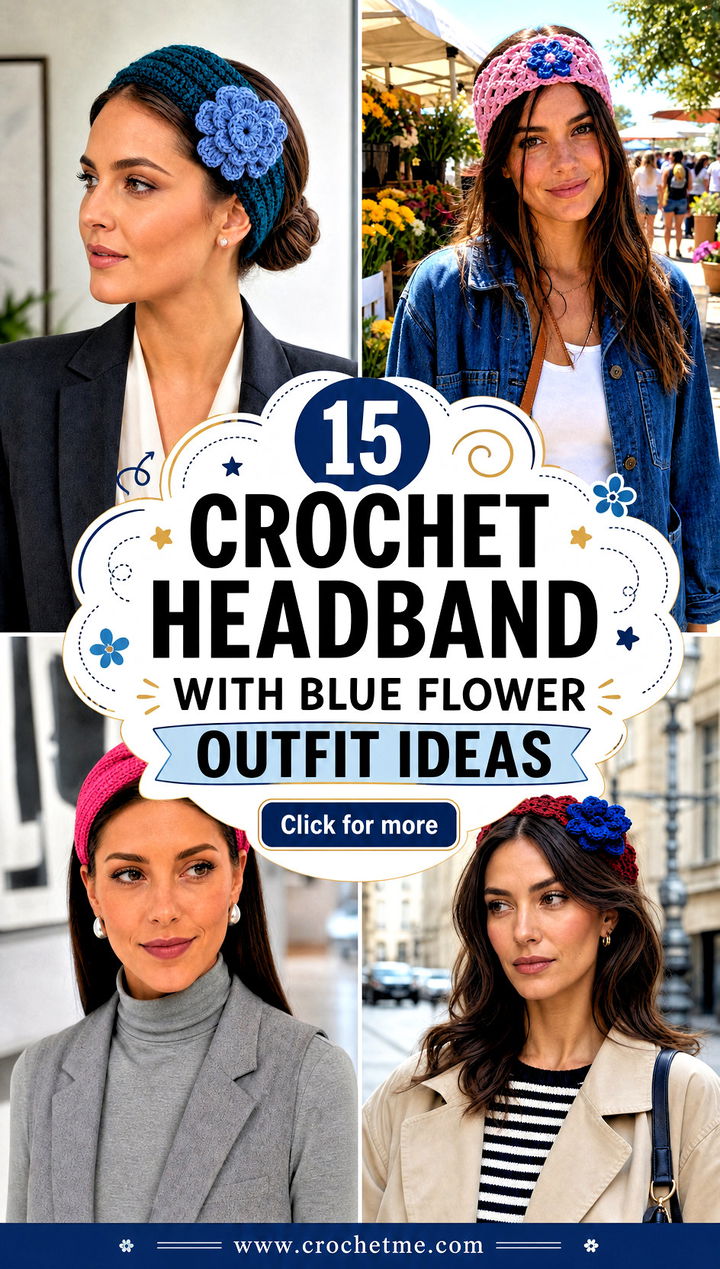 15 crochet headband with blue flower outfit ideas - 15 crochet headband with blue flower outfit ideas