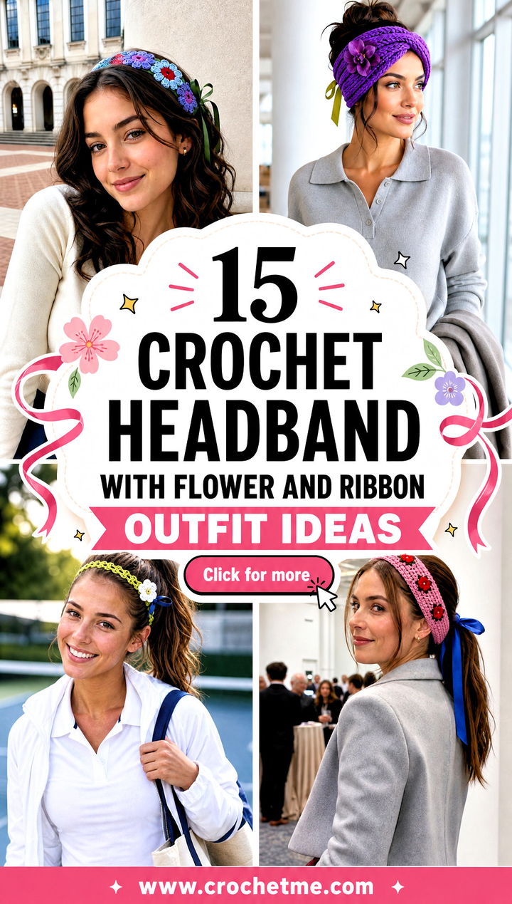 15 crochet headband with flower and ribbon outfit ideas - 15 crochet headband with flower and ribbon outfit ideas