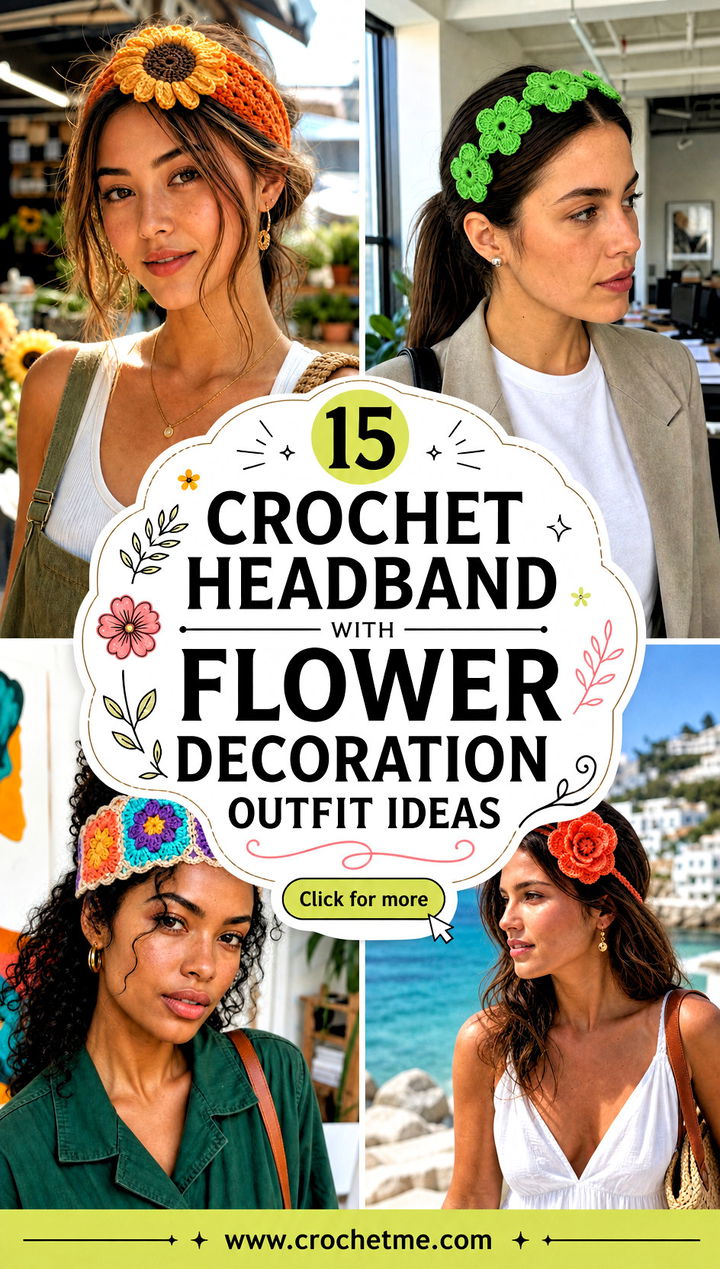 15 crochet headband with flower decoration outfit ideas - 15 crochet headband with flower decoration outfit ideas