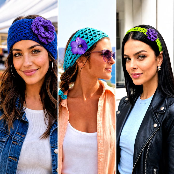 15 Crochet Headband With Purple Flower Outfit Ideas for Fall