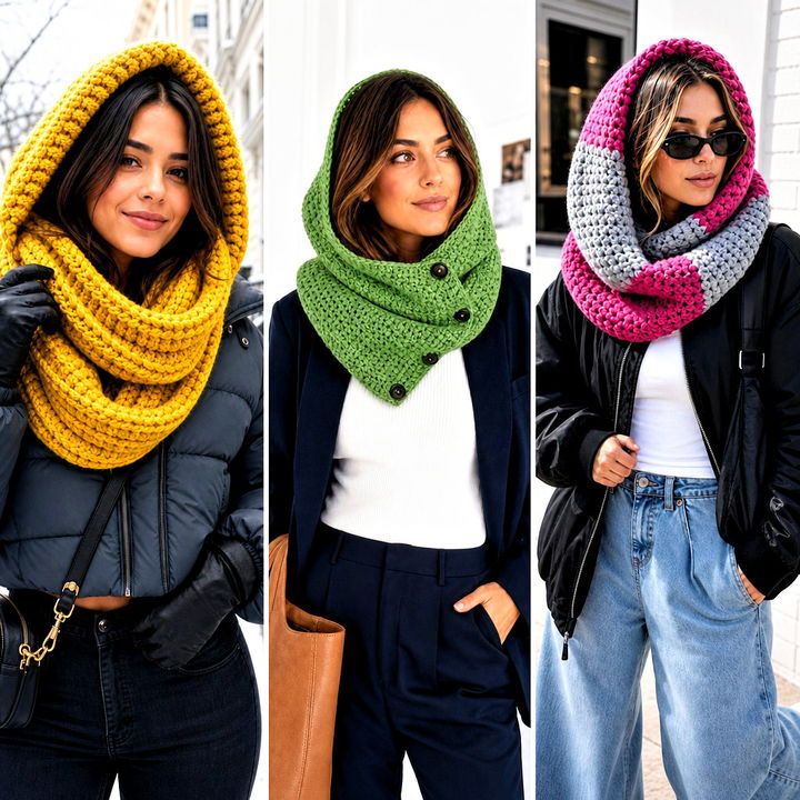 15 Crochet Infinity Scarf With Hood Outfit Ideas for Winter