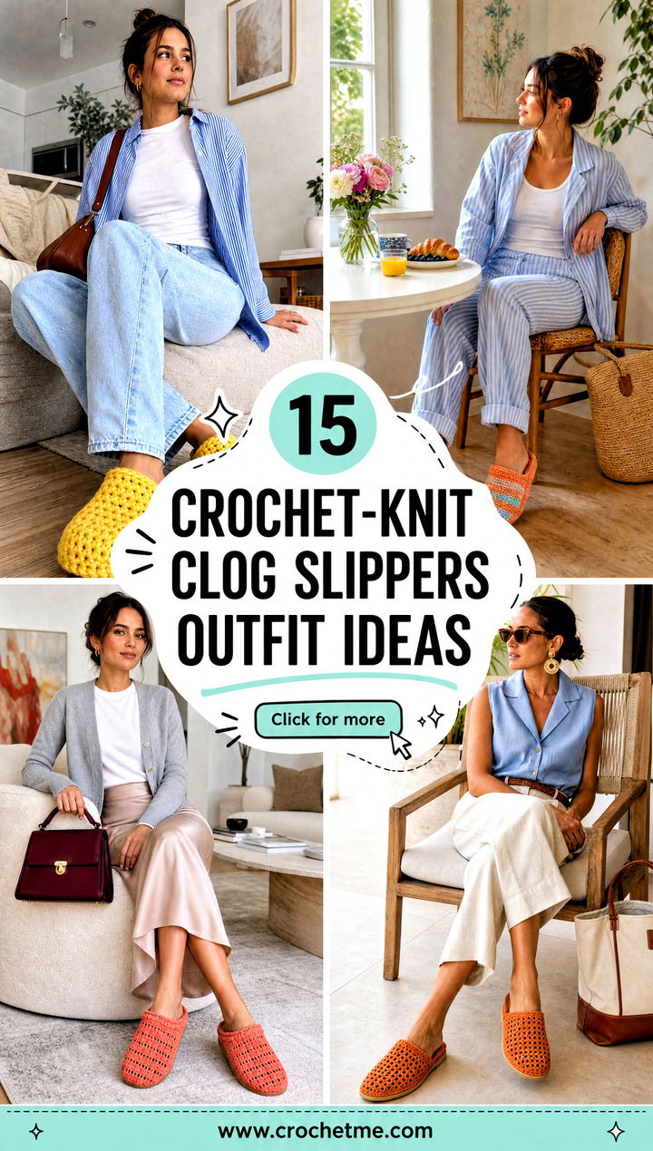 15 crochet-knit clog slippers outfit ideas - 15 crochet-knit clog slippers outfit ideas
