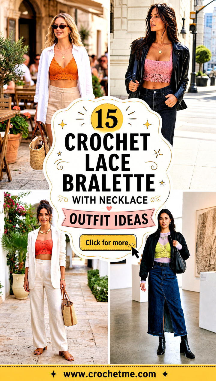 15 crochet lace bralette with necklace outfit ideas - 15 crochet lace bralette with necklace outfit ideas