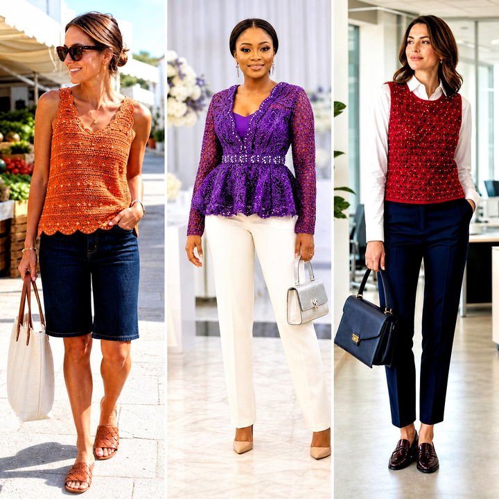15 Crochet Lace Top With Beads Outfit Ideas for Glam Style