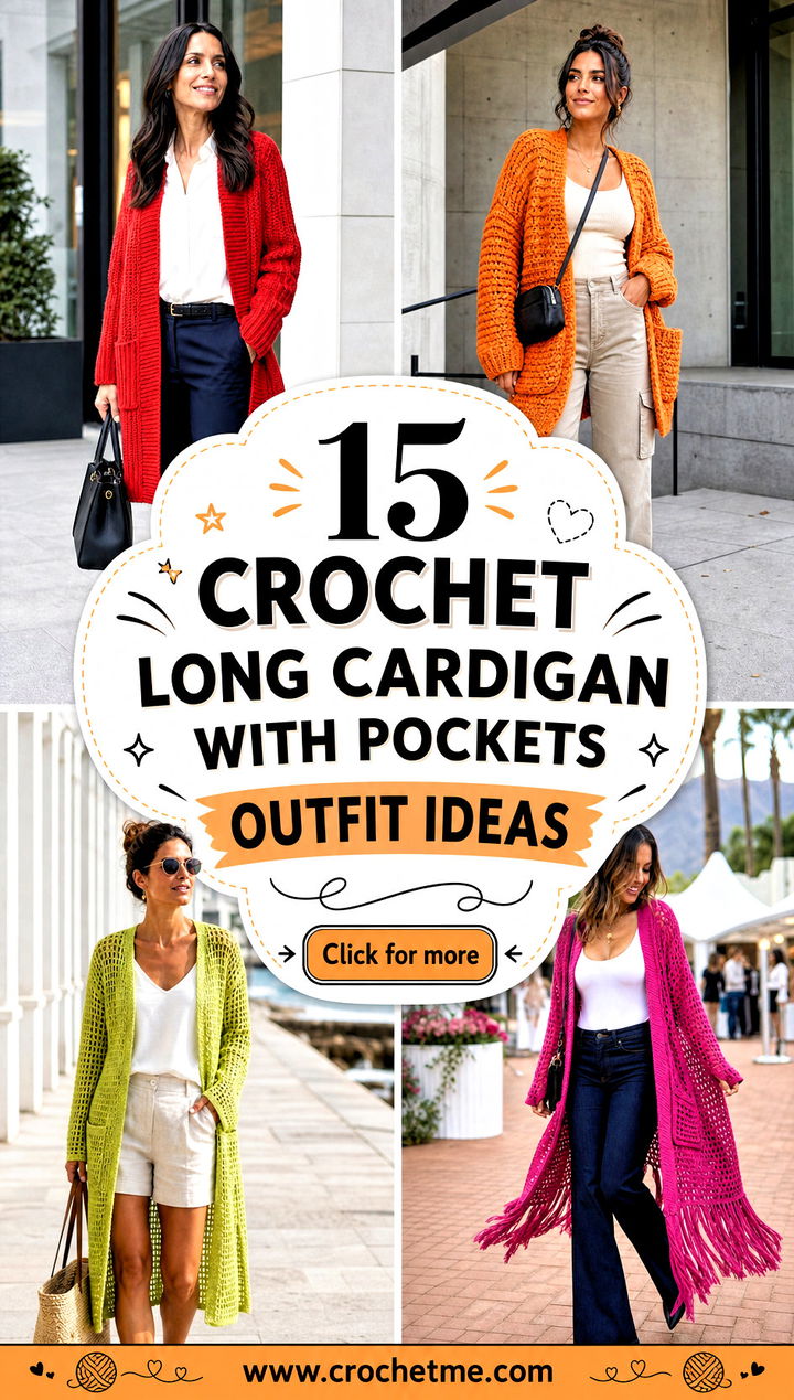 15 crochet long cardigan with pockets outfit ideas - 15 crochet long cardigan with pockets outfit ideas