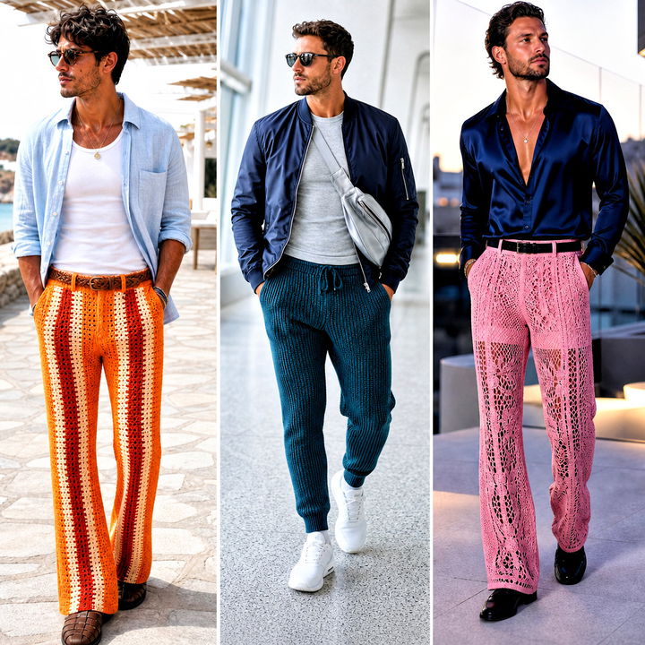 15 Crochet Men Pants Outfit Ideas for Relaxed Street Style