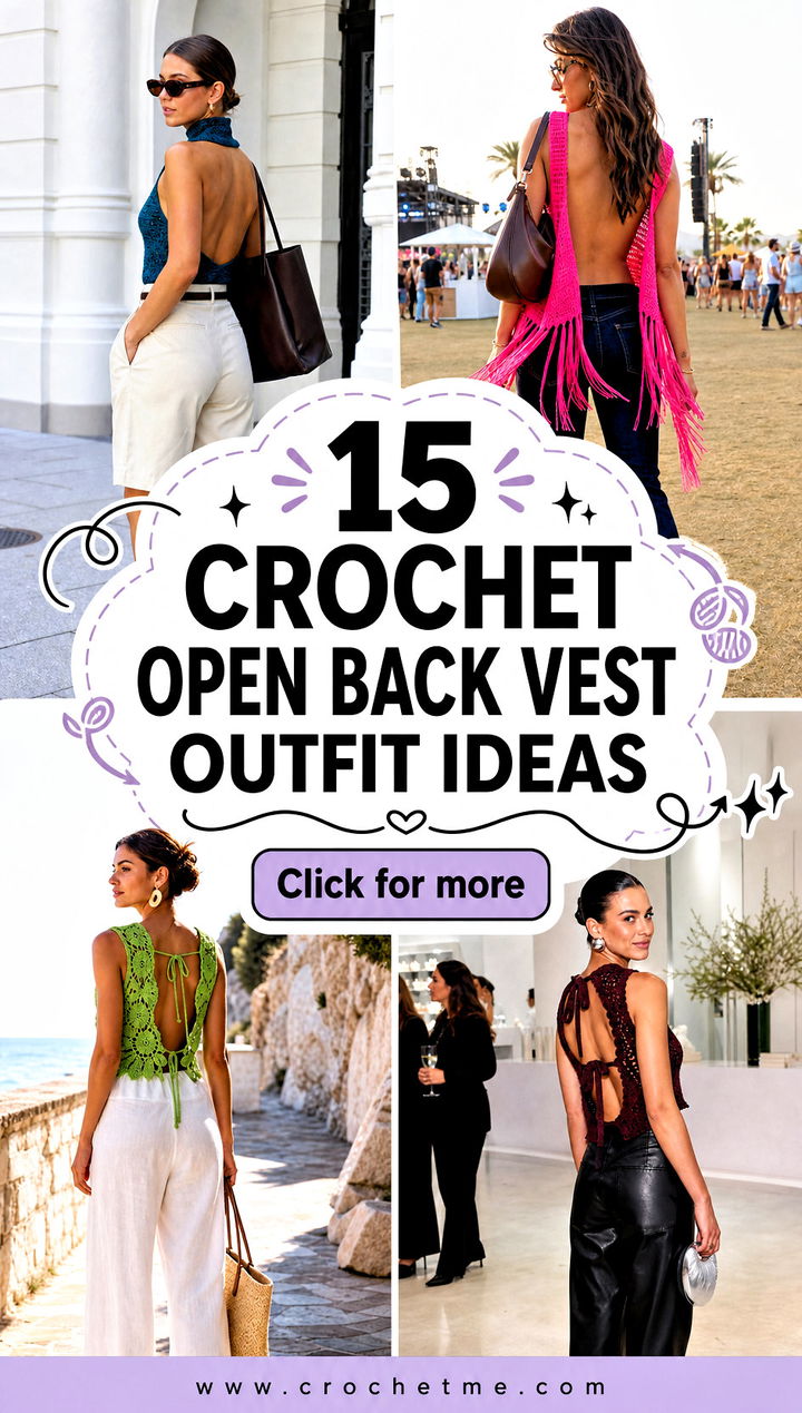 15 crochet open back vest outfit ideas - 15 crochet open back vest outfit ideas