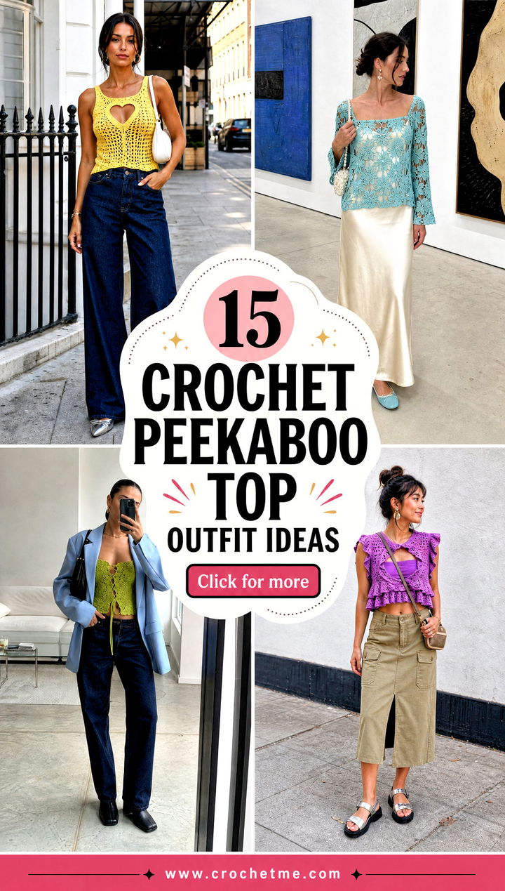 15 crochet peekaboo top outfit ideas - 15 crochet peekaboo top outfit ideas