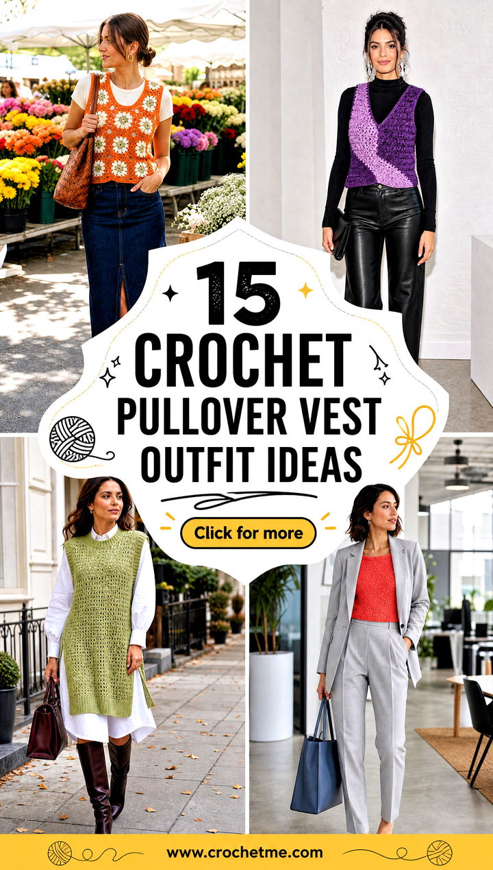 15 crochet pullover vest outfit ideas - 15 crochet pullover vest outfit ideas