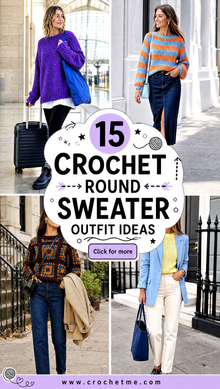 15 crochet round sweater outfit ideas - 15 crochet round sweater outfit ideas