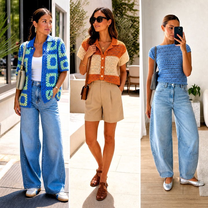 15 Crochet Short Sleeve Shirt Outfit Ideas for Sunny Days