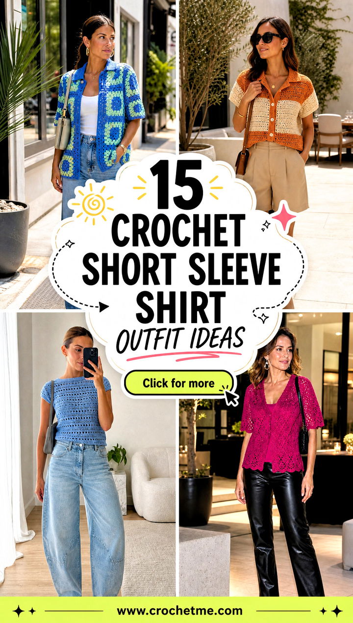15 crochet short sleeve shirt outfit ideas - 15 crochet short sleeve shirt outfit ideas