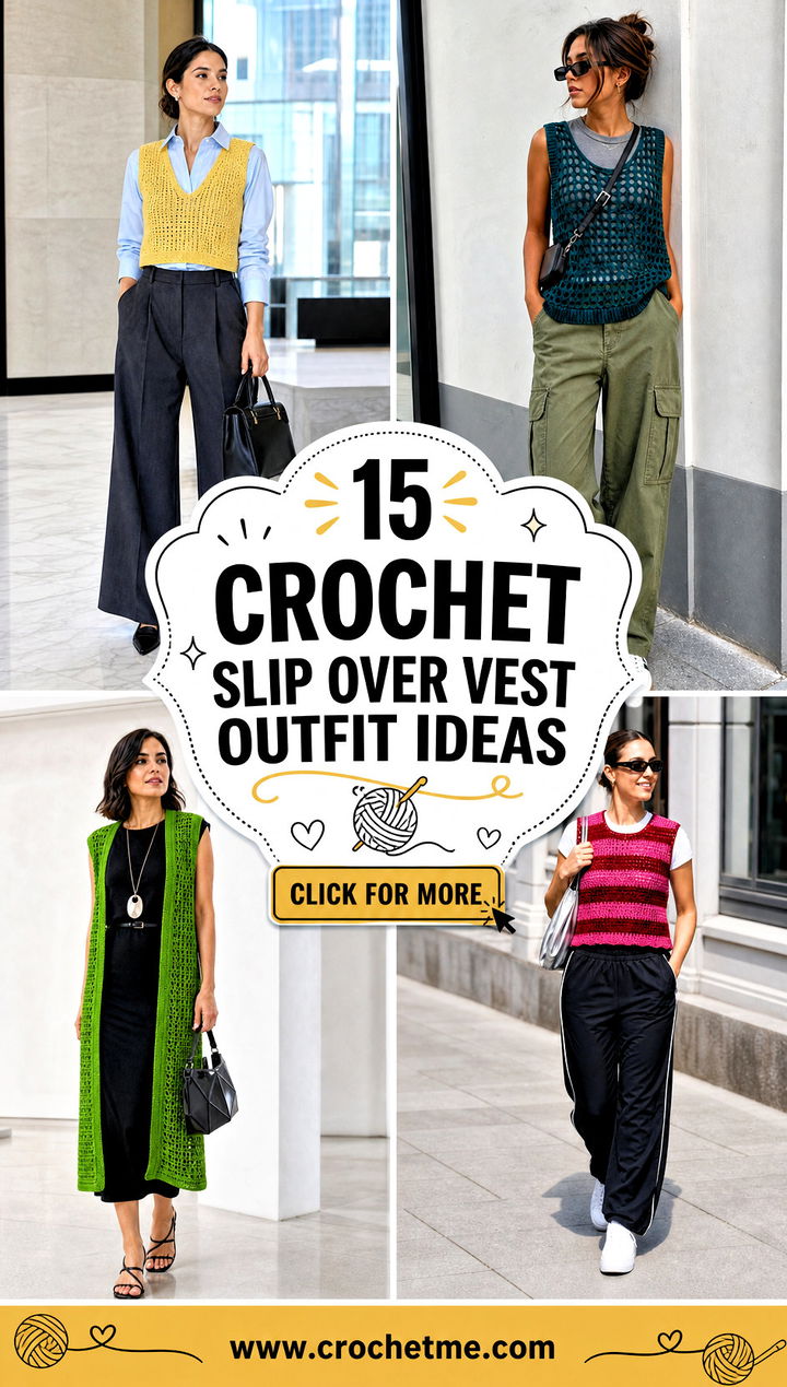 15 crochet slip over vest outfit ideas - 15 crochet slip over vest outfit ideas