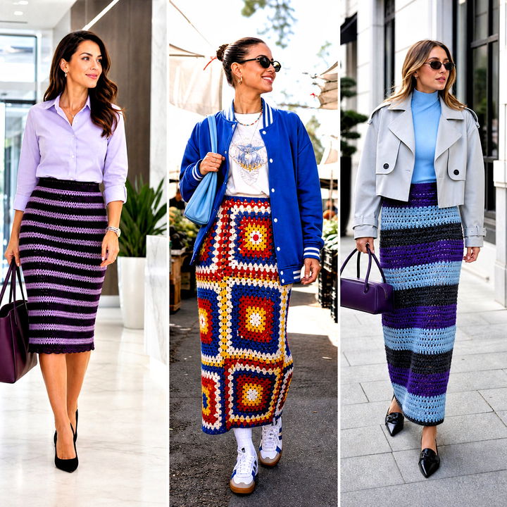 15 Crochet Striped Skirt on Hanger Outfit Ideas for Chic Looks