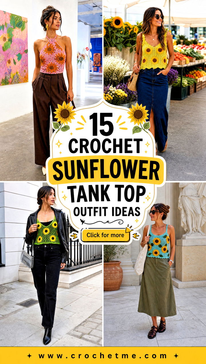 15 crochet sunflower tank top outfit ideas - 15 crochet sunflower tank top outfit ideas