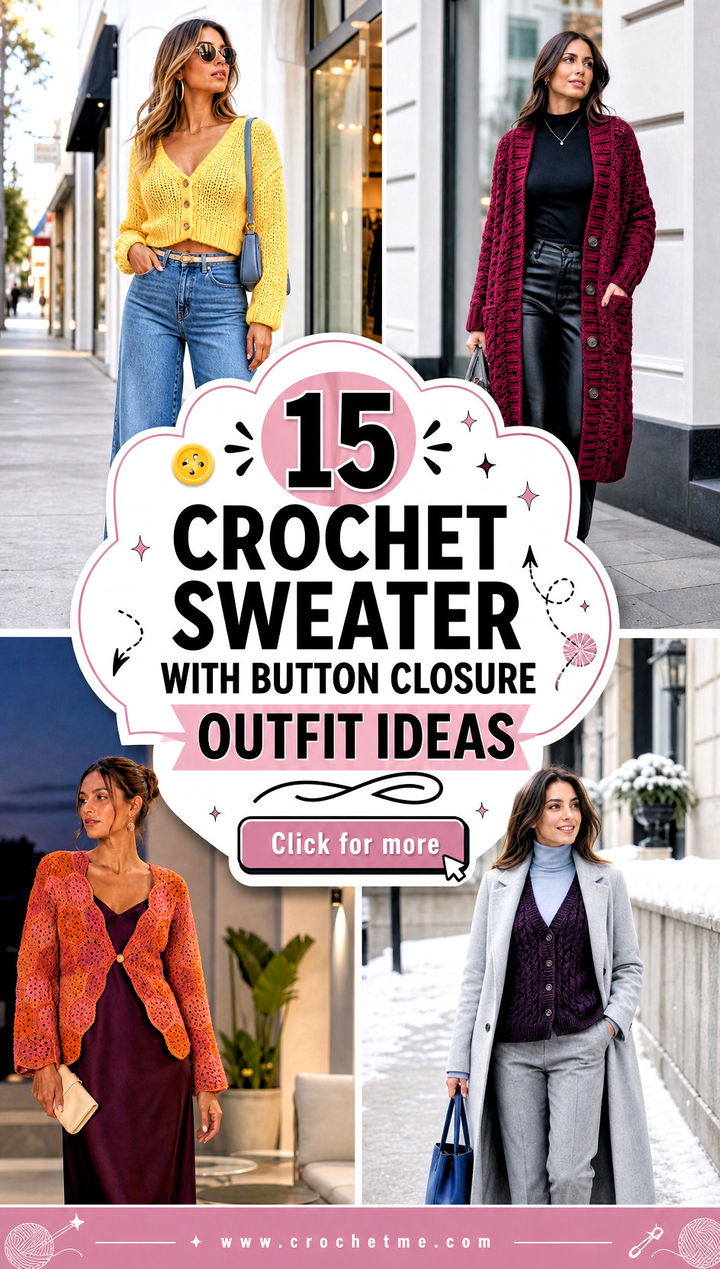 15 crochet sweater with button closure outfit ideas - 15 crochet sweater with button closure outfit ideas