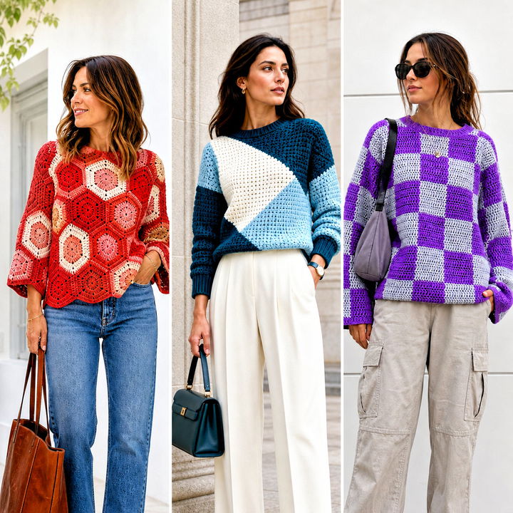 15 Crochet Sweater With Geometric Outfit Ideas for Bold Looks