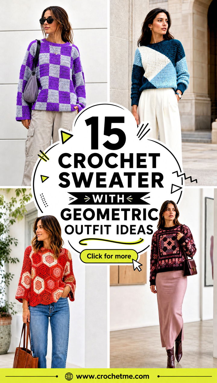 15 crochet sweater with geometric outfit ideas - 15 crochet sweater with geometric outfit ideas