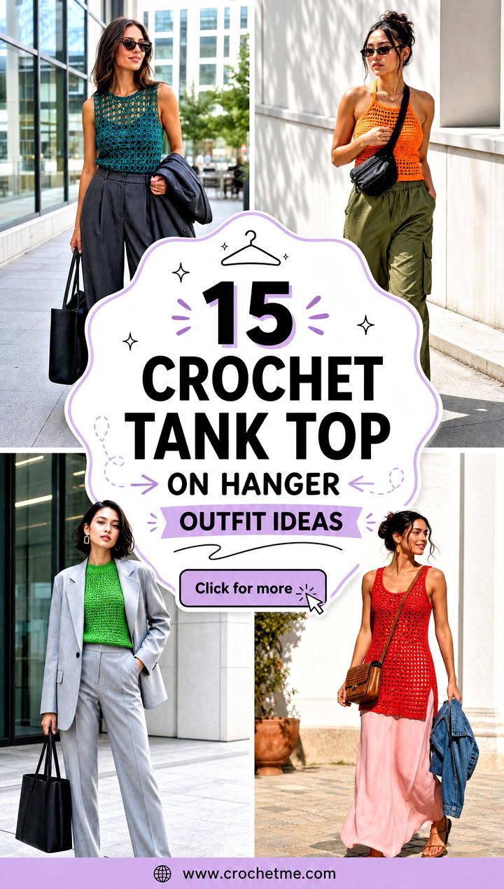15 crochet tank top on hanger outfit ideas - 15 crochet tank top on hanger outfit ideas