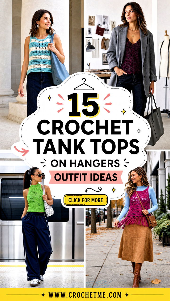 15 crochet tank tops on hangers outfit ideas - 15 crochet tank tops on hangers outfit ideas