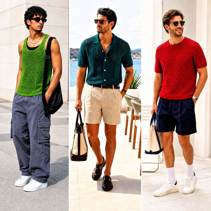 15 Crochet Tops for Men Outfit Ideas for Modern Summer Style