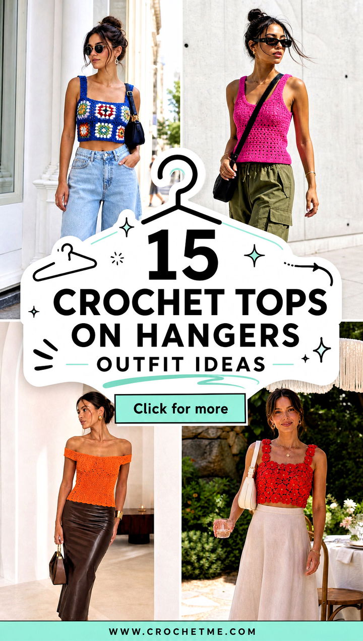 15 crochet tops on hangers outfit ideas - 15 crochet tops on hangers outfit ideas