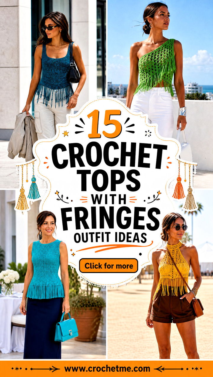 15 crochet tops with fringes outfit ideas - 15 crochet tops with fringes outfit ideas