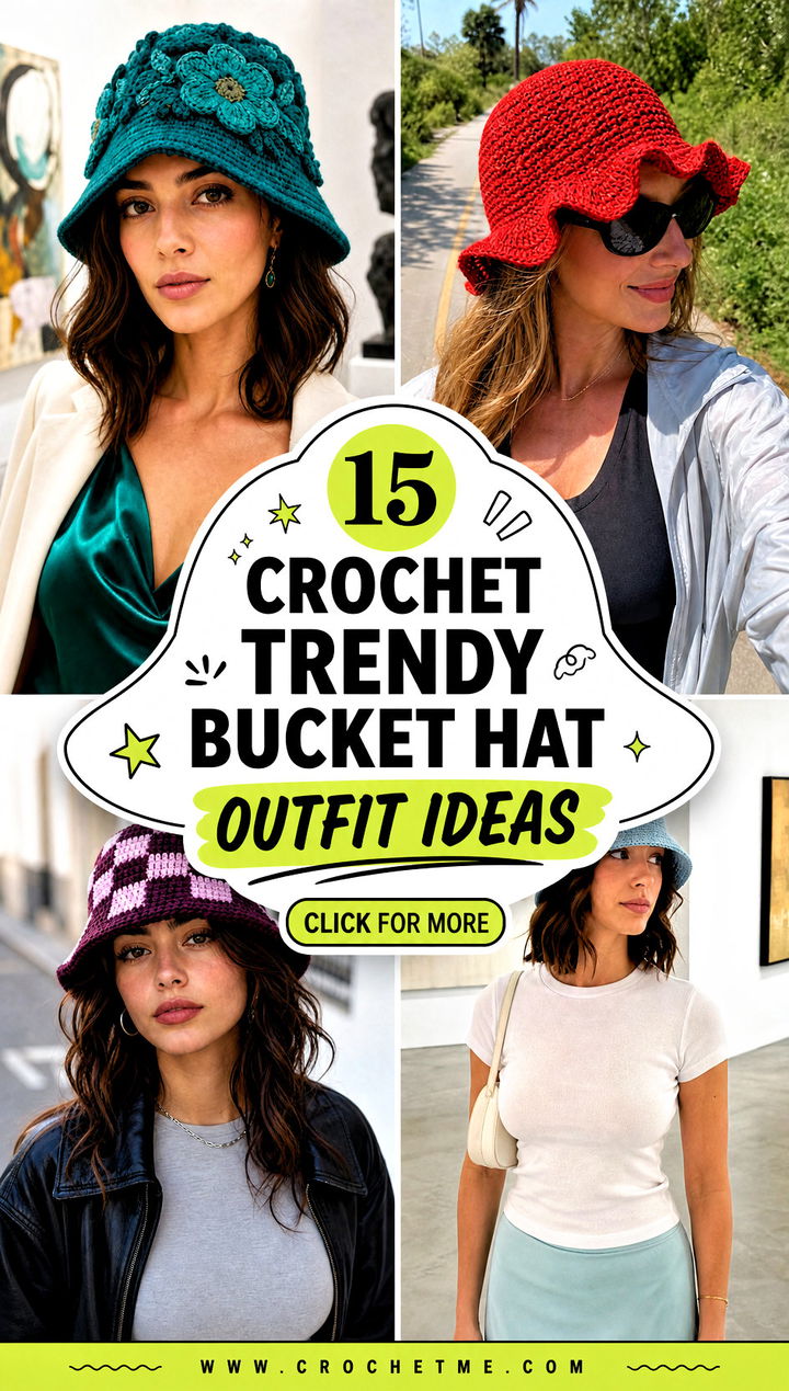 15 crochet trendy bucket hat outfit ideas - 15 crochet trendy bucket hat outfit ideas