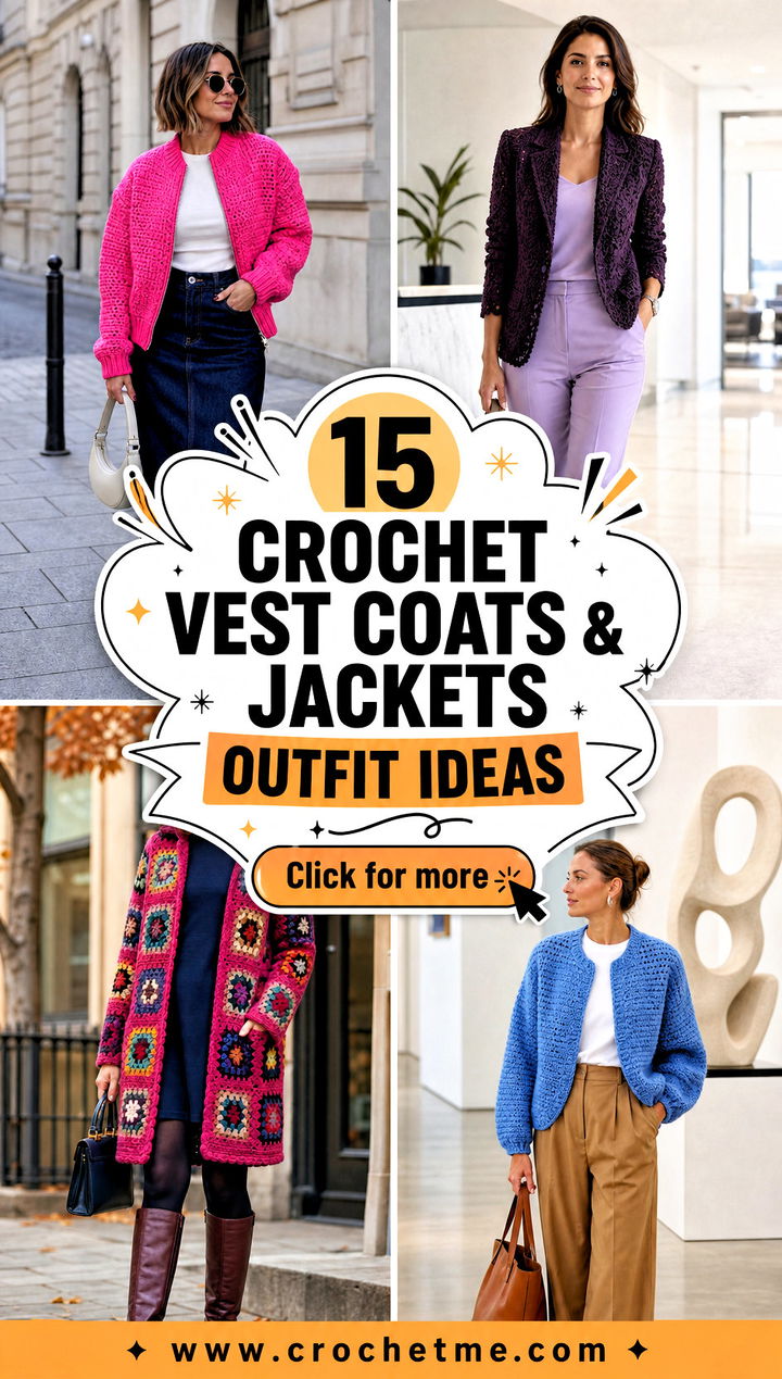 15 crochet vest coats and jackets outfit ideas - 15 crochet vest coats & jackets outfit ideas