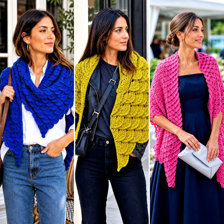 15 Crocodile Stitch Crochet Shawl Outfit Ideas for Cozy Style