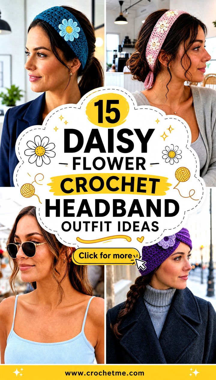 15 daisy flower crochet headband outfit ideas - 15 daisy flower crochet headband outfit ideas