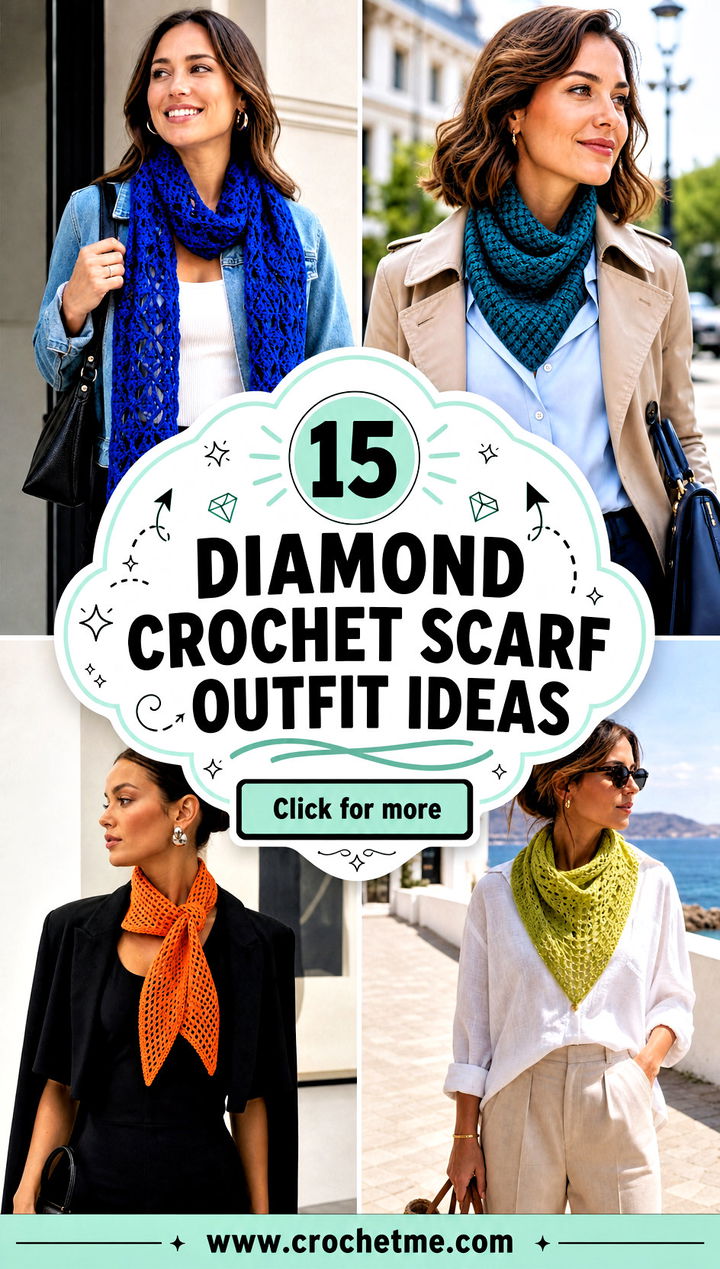 15 diamond crochet scarf outfit ideas - 15 diamond crochet scarf outfit ideas