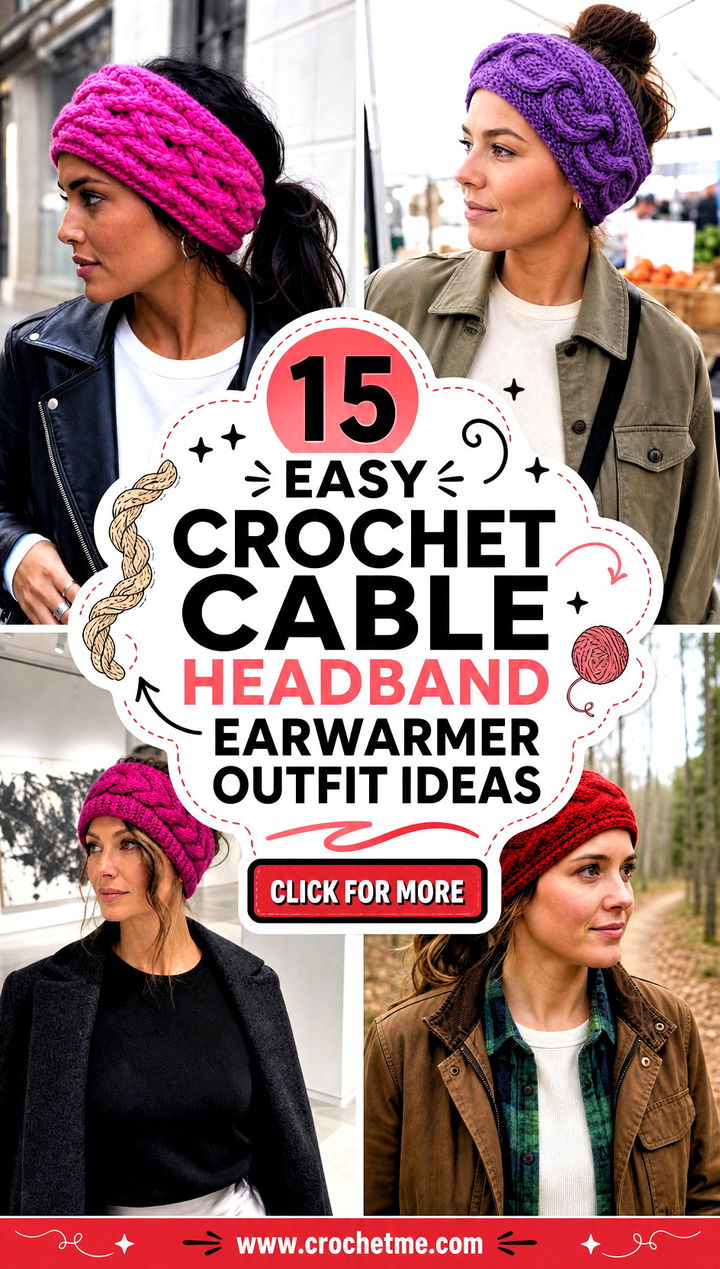 15 easy crochet cable headband earwarmer outfit ideas - 15 easy crochet cable headband earwarmer outfit ideas