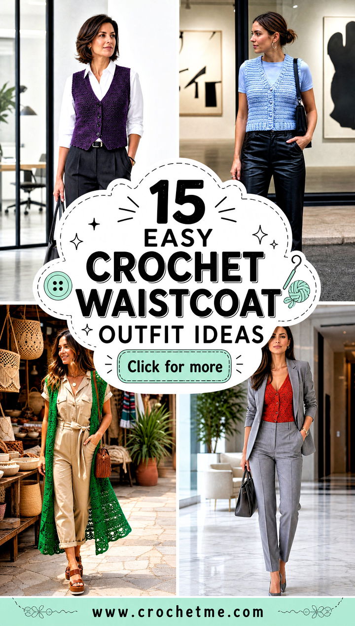 15 easy crochet waistcoat outfit ideas - 15 easy crochet waistcoat outfit ideas