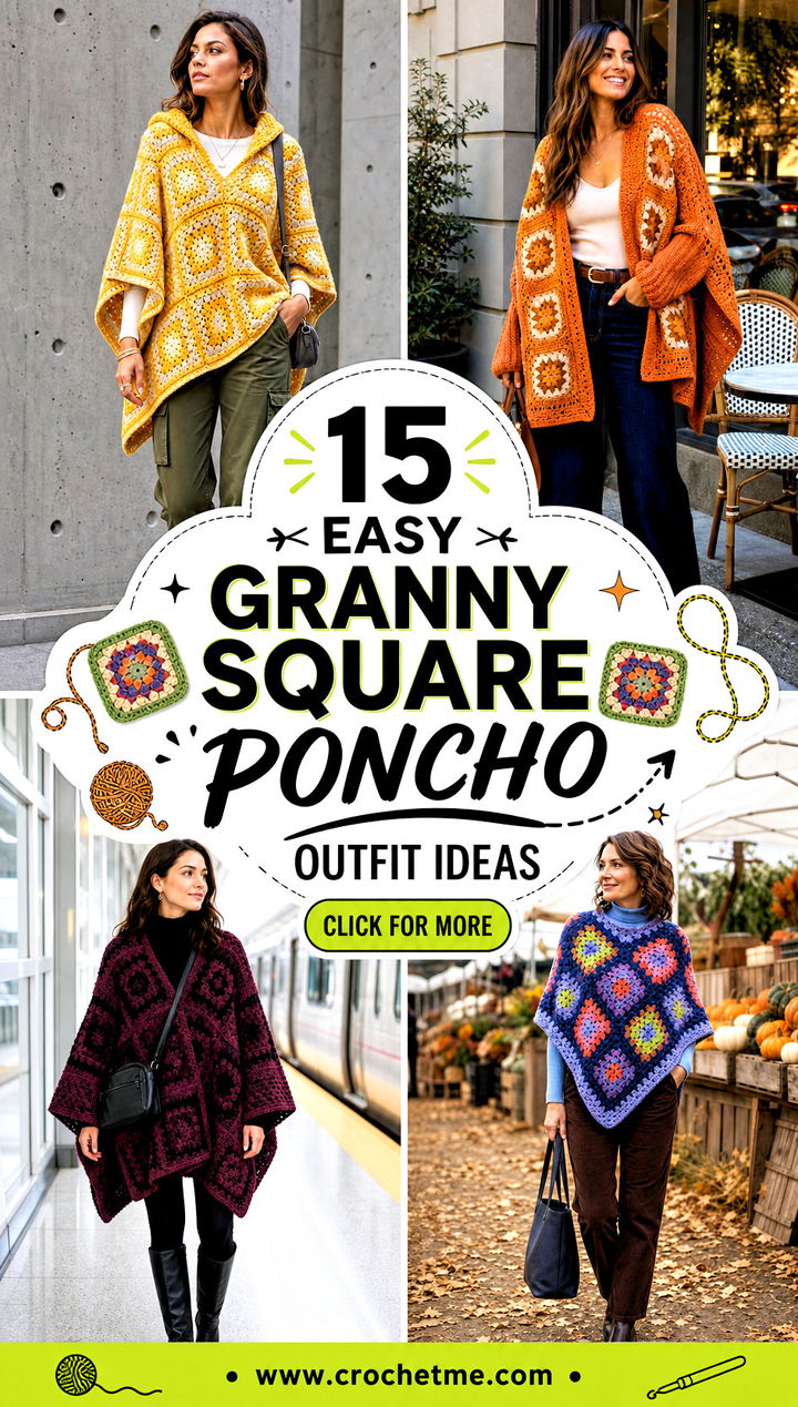 15 easy granny square poncho outfit ideas - 15 easy granny square poncho outfit ideas