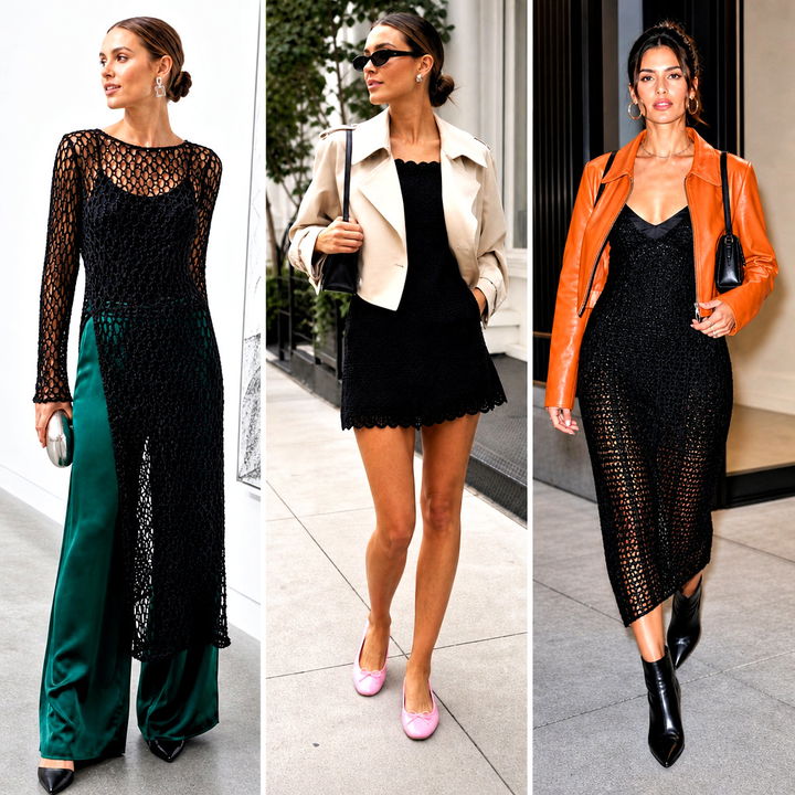 15 Elegant Black Crochet Dress Outfit Ideas for Date Nights