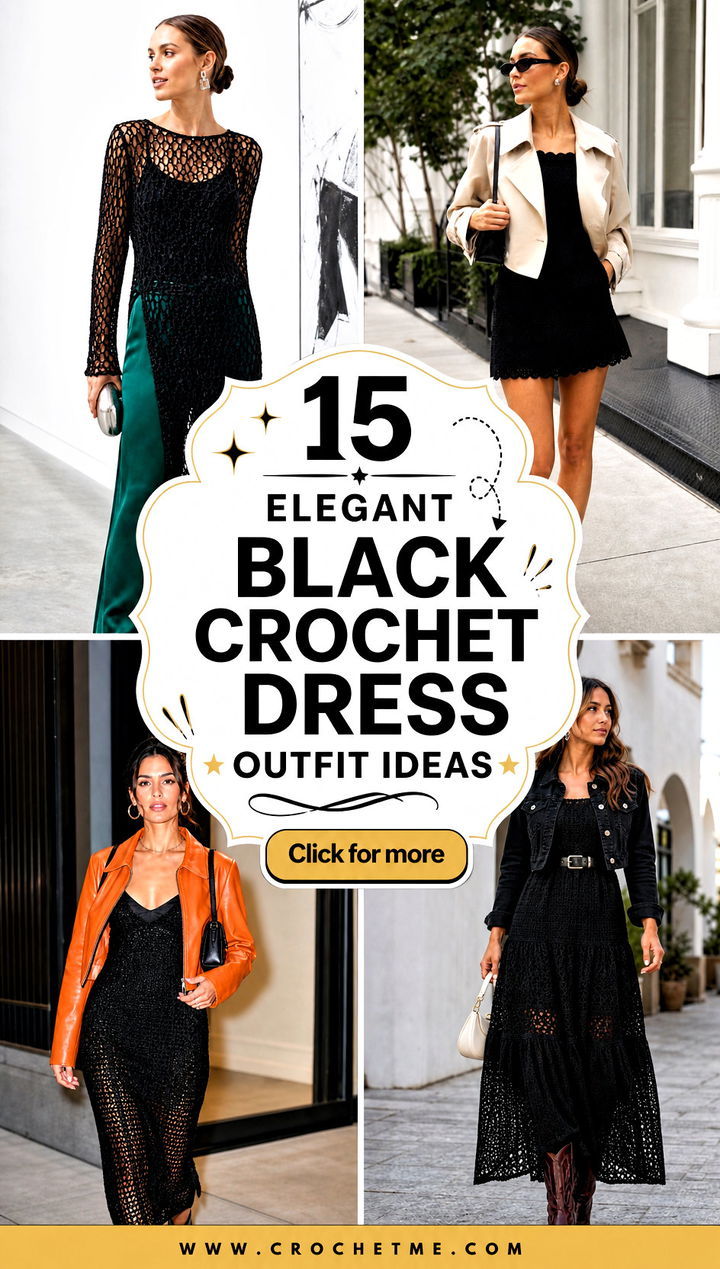 15 elegant black crochet dress outfit ideas - 15 elegant black crochet dress outfit ideas
