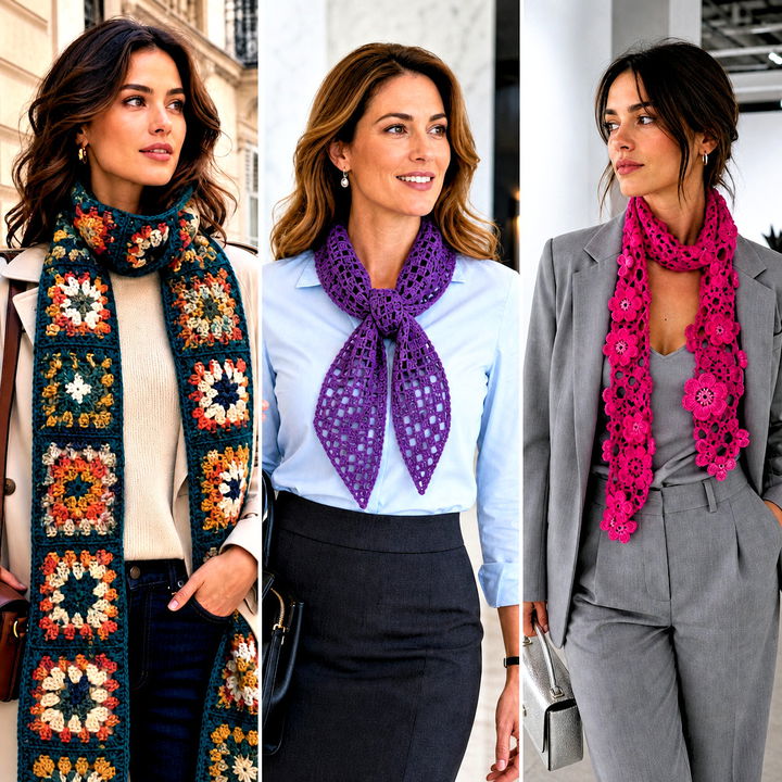 15 Elegant Crochet Scarf Design Outfit Ideas for Winter