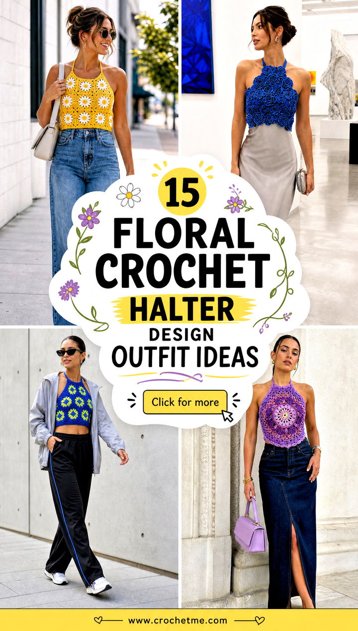 15 floral crochet halter design outfit ideas - 15 floral crochet halter design outfit ideas