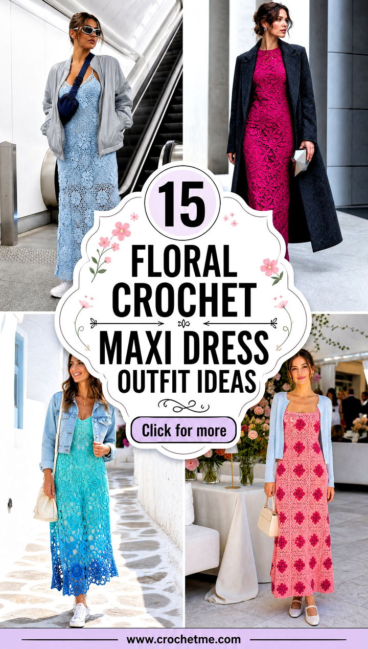 15 floral crochet maxi dress outfit ideas - 15 floral crochet maxi dress outfit ideas