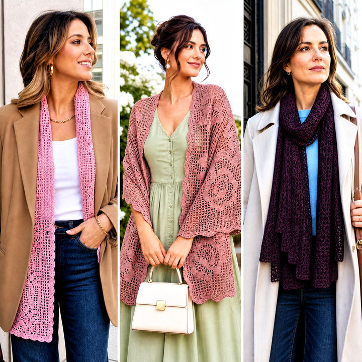 15 French Garden Filet Crochet Shawl Outfit Ideas for Spring