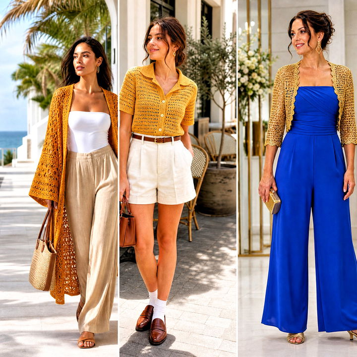 15 Gold Crochet Cardigan Outfit Ideas for Luxe Layered Looks