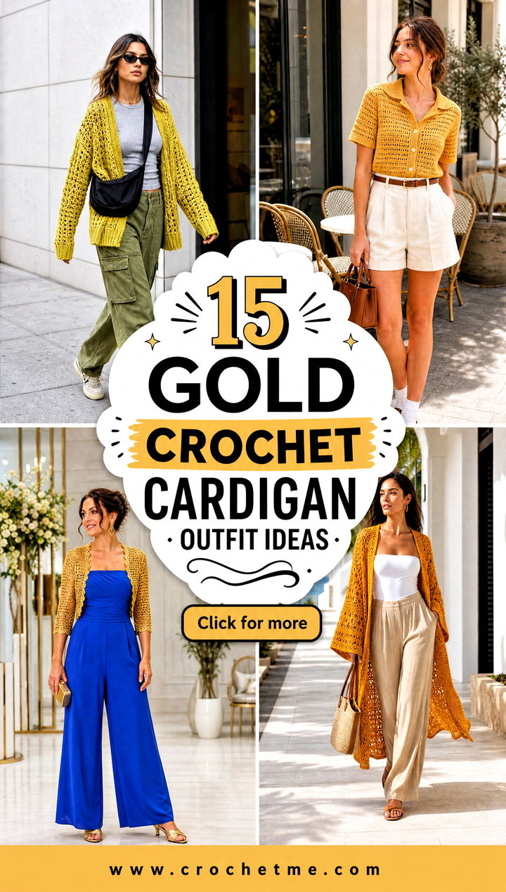 15 gold crochet cardigan outfit ideas - 15 gold crochet cardigan outfit ideas