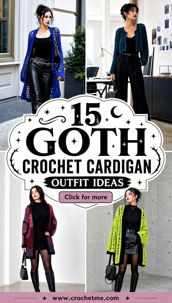 15 goth crochet cardigan outfit ideas - 15 goth crochet cardigan outfit ideas