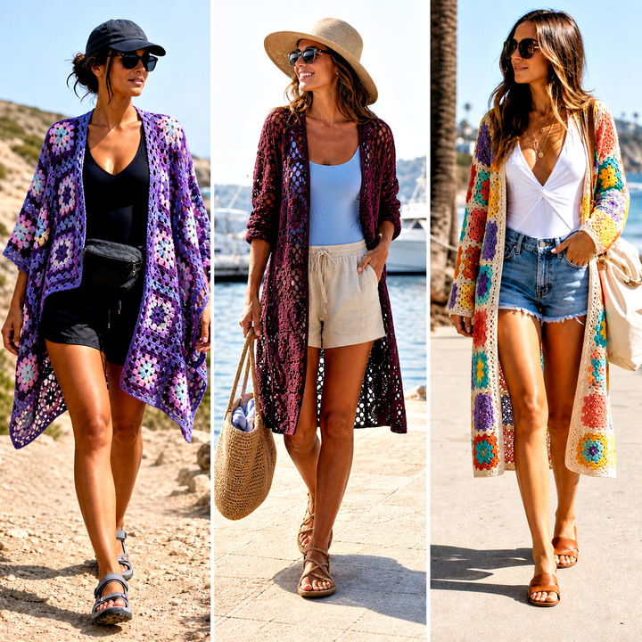 15 Granny Square Beach Cover Up Outfit Ideas for Beach Days