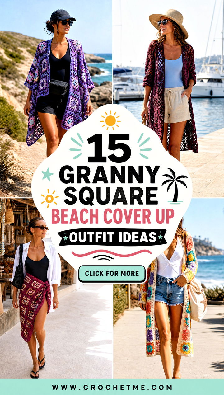 15 granny square beach cover up outfit ideas - 15 granny square beach cover up outfit ideas