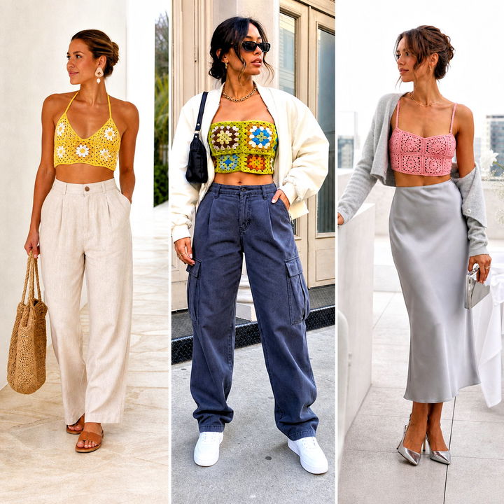 15 Granny Square Bralette Outfit Ideas for Bold Summer Style