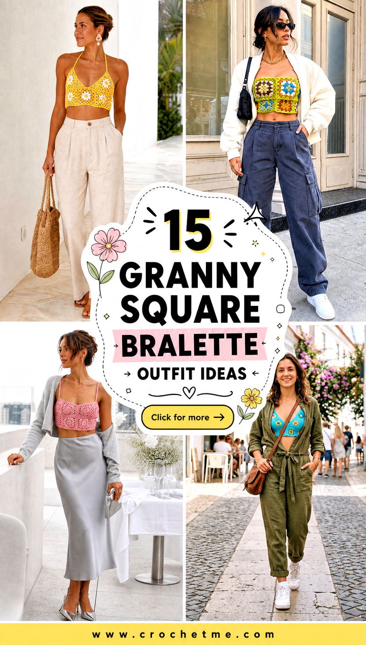 15 granny square bralette outfit ideas - 15 granny square bralette outfit ideas