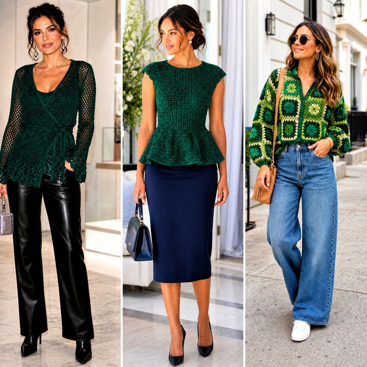 15 Green Crochet Blouse Design Outfit Ideas for Fresh Style